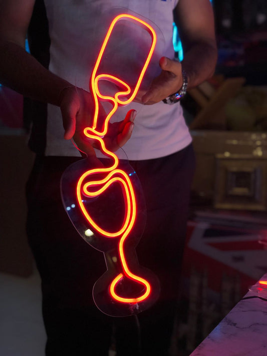 Pouring Wine - Neon Sign