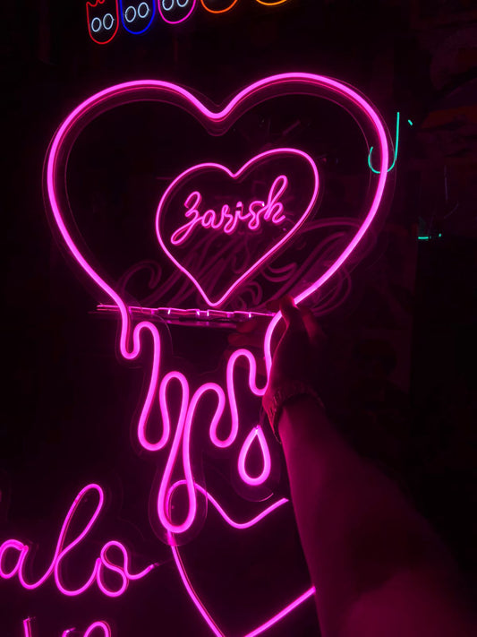 Custom Name in Dripping Heart Neon Sign